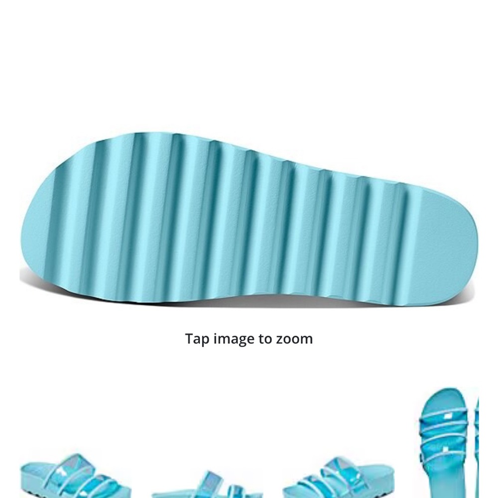 Reef Blue Platform Sandals Chunky Sole vista hi energy slides 8.5 clear teal - Picture 6 of 12
